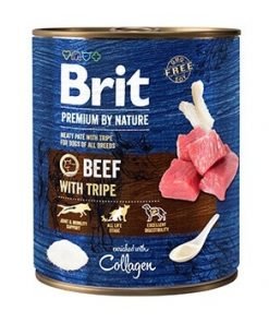 hrana umeda Brit Premium by Nature beef with tripe vita cu burta conserva 800 gr