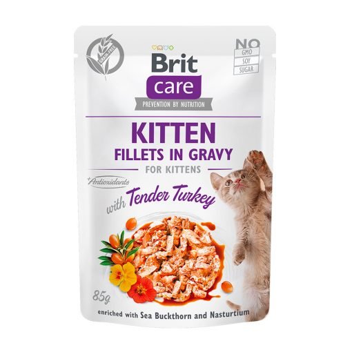Hrana umeda pisici Brit Care Cat Kitten Fillets in Gravy With Tender Turkey