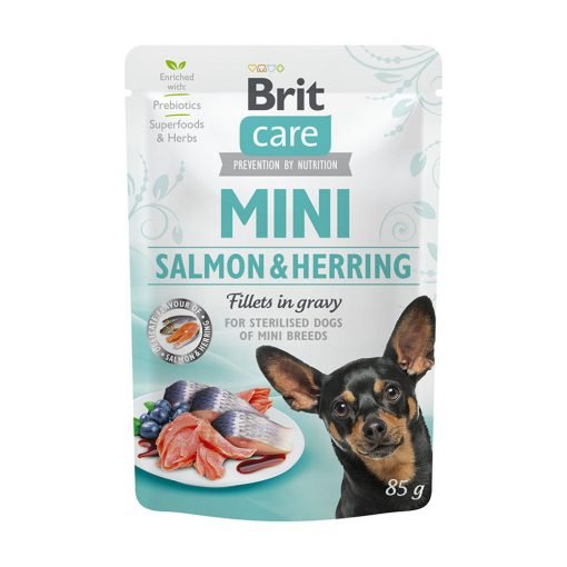 Brit Care Dog Mini Salmon and Herring Sterilised Fillets in Gravy 85 gr