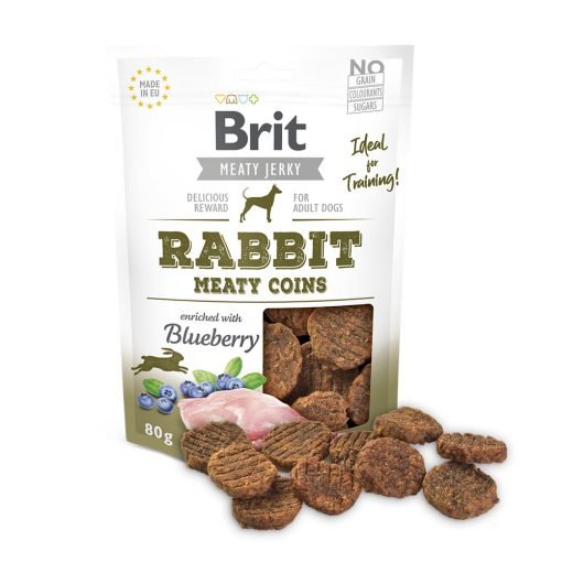 Brit jerky rabbit meaty coins recompense caini cu carne de iepure