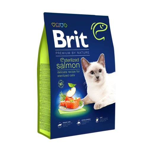 hrana brit premium pentru pisici setrilizate cu somon